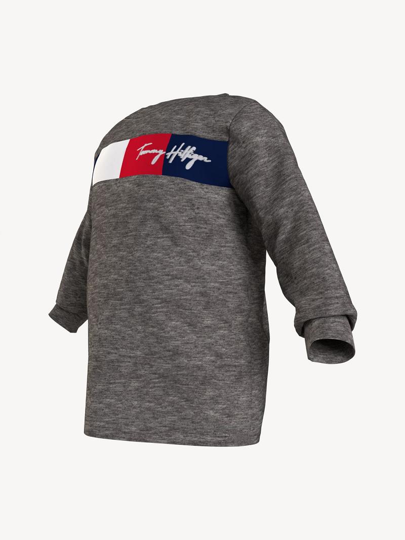 Fiú Tommy Hilfiger Babies' Signature Long Sleeve Póló Szürke | HU 2239FDN